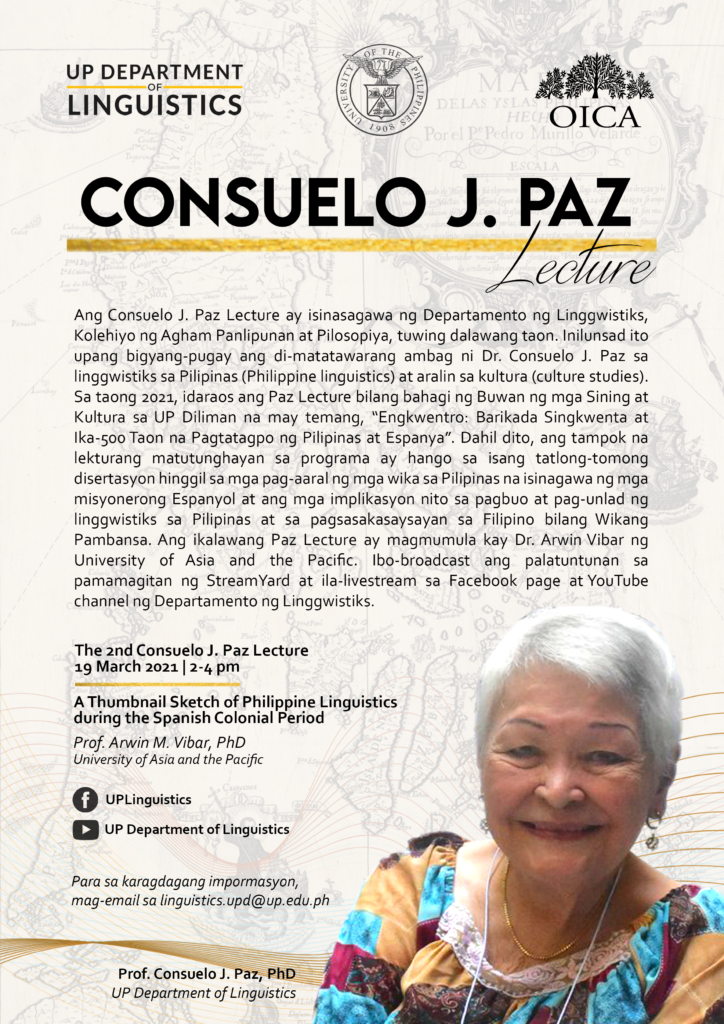 The 2nd Consuelo J Paz Lecture Department Of Linguistics Up Diliman