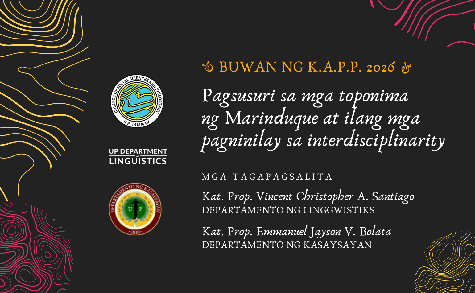 [CSSP Month 2026] Pagsusuri sa mga toponima ng Marinduque at ilang mga pagninilay sa interdisciplinarity